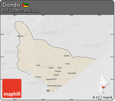 Shaded Relief Map of Dondo, lighten, desaturated