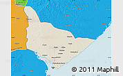 Shaded Relief Map of Dondo, political outside