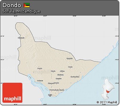 Shaded Relief Map of Dondo, single color outside