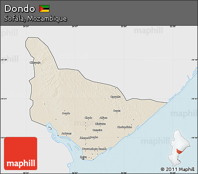 Shaded Relief Map of Dondo, single color outside