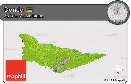 Physical Panoramic Map of Dondo, cropped outside