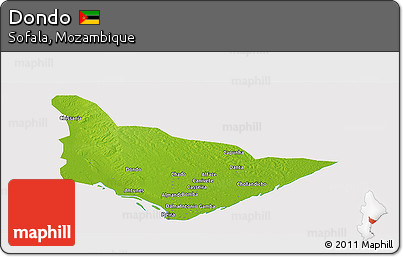 Physical Panoramic Map of Dondo, cropped outside