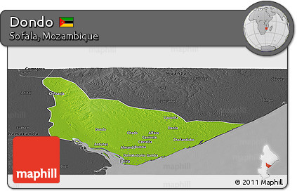 Physical Panoramic Map of Dondo, darken, desaturated