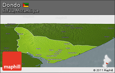Physical Panoramic Map of Dondo, darken