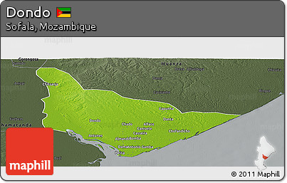 Physical Panoramic Map of Dondo, darken, semi-desaturated