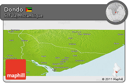 Physical Panoramic Map of Dondo
