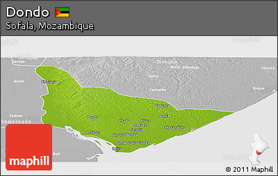 Physical Panoramic Map of Dondo, lighten, desaturated