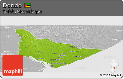 Physical Panoramic Map of Dondo, lighten, desaturated