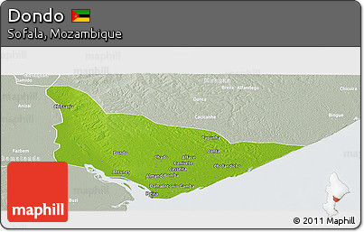 Physical Panoramic Map of Dondo, lighten, semi-desaturated