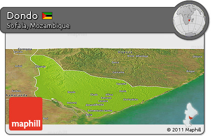 Physical Panoramic Map of Dondo, satellite outside