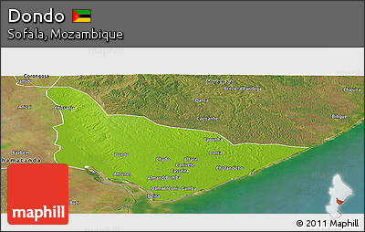 Physical Panoramic Map of Dondo, satellite outside