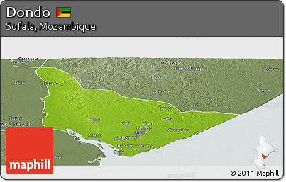 Physical Panoramic Map of Dondo, semi-desaturated