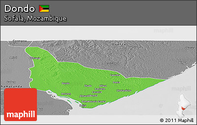 Political Panoramic Map of Dondo, desaturated