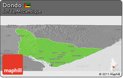 Political Panoramic Map of Dondo, desaturated