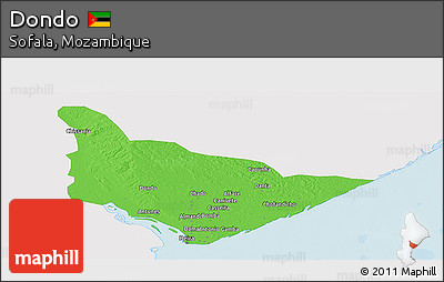 Political Panoramic Map of Dondo, single color outside