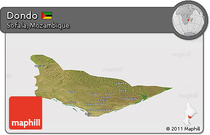 Satellite Panoramic Map of Dondo, cropped outside