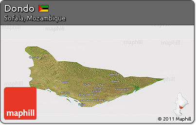 Satellite Panoramic Map of Dondo, cropped outside
