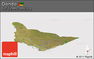 Satellite Panoramic Map of Dondo, cropped outside