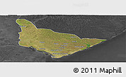 Satellite Panoramic Map of Dondo, darken, desaturated