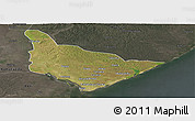 Satellite Panoramic Map of Dondo, darken, semi-desaturated