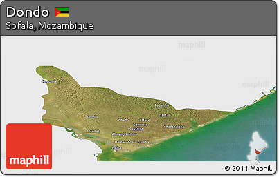 Satellite Panoramic Map of Dondo, single color outside