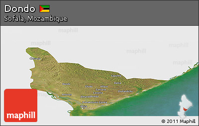 Satellite Panoramic Map of Dondo, single color outside