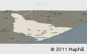 Shaded Relief Panoramic Map of Dondo, darken