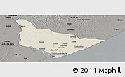 Shaded Relief Panoramic Map of Dondo, darken, semi-desaturated
