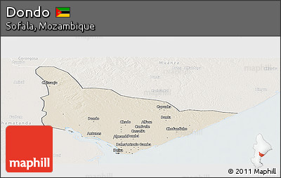 Shaded Relief Panoramic Map of Dondo, lighten
