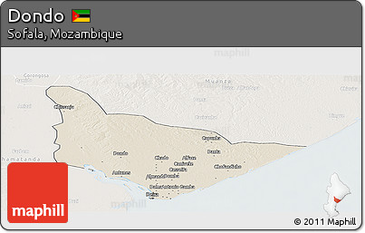 Shaded Relief Panoramic Map of Dondo, lighten