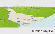 Shaded Relief Panoramic Map of Dondo, physical outside