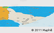 Shaded Relief Panoramic Map of Dondo, political outside