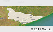 Shaded Relief Panoramic Map of Dondo, satellite outside