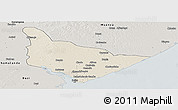 Shaded Relief Panoramic Map of Dondo, semi-desaturated