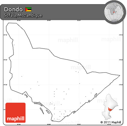 Blank Simple Map of Dondo, cropped outside, no labels