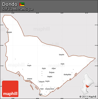 Classic Style Simple Map of Dondo, cropped outside