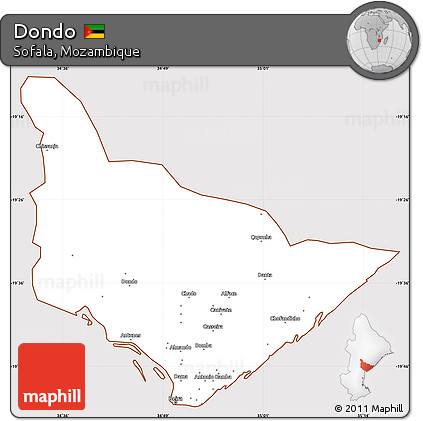 Classic Style Simple Map of Dondo, cropped outside