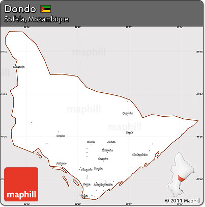 Classic Style Simple Map of Dondo, cropped outside
