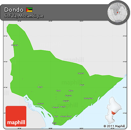 Political Simple Map of Dondo, single color outside