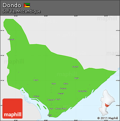 Political Simple Map of Dondo, single color outside