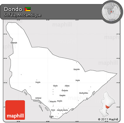 Silver Style Simple Map of Dondo, cropped outside