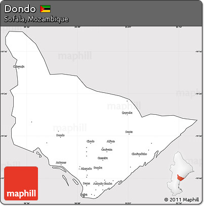 Silver Style Simple Map of Dondo, cropped outside