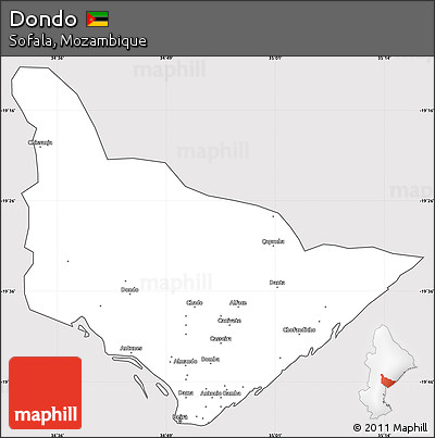 Silver Style Simple Map of Dondo, cropped outside