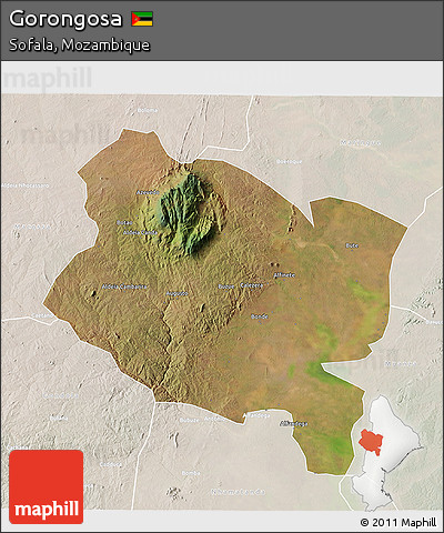Satellite 3D Map of Gorongosa, lighten