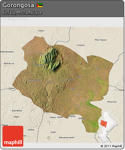 Satellite 3D Map of Gorongosa, shaded relief outside