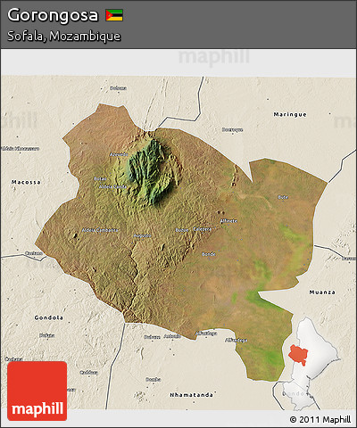 Satellite 3D Map of Gorongosa, shaded relief outside