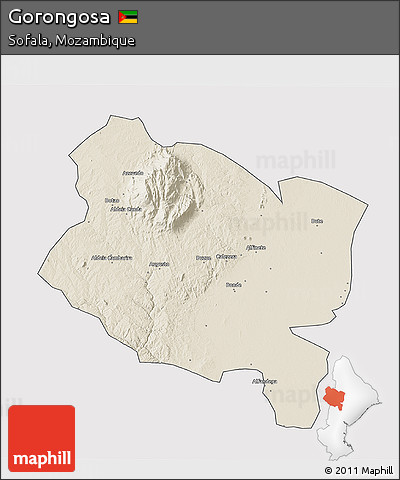 Shaded Relief 3D Map of Gorongosa, cropped outside