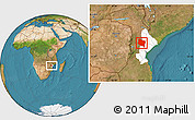 Satellite Location Map of Gorongosa, highlighted parent region