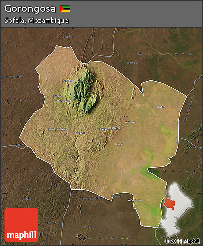 Satellite Map of Gorongosa, darken