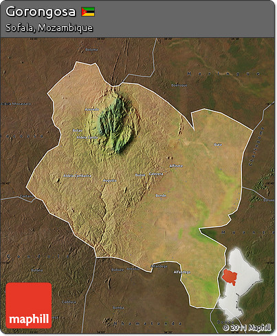 Satellite Map of Gorongosa, darken